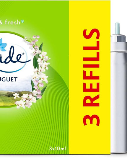 Glade Touch et Fresh Recharges 2et1 Gratuit - Fraicheur Instantanée - Elimine Les Odeurs - Infusé Aux Huiles Essentielles - Muguet - 3 Recharges