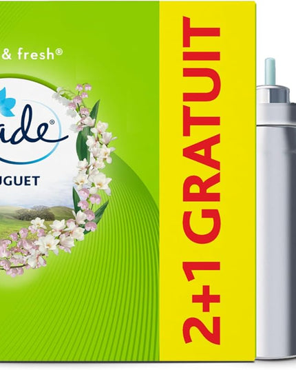 Glade Touch et Fresh Recharges 2et1 Gratuit - Fraicheur Instantanée - Elimine Les Odeurs - Infusé Aux Huiles Essentielles - Muguet - 3 Recharges