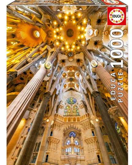 Educa - Intérieur de la Sagrada Familia | Puzzle de 1000 pièces. Mesure Une Fois monté: 48 x 68 cm | +14 Ans (19614)