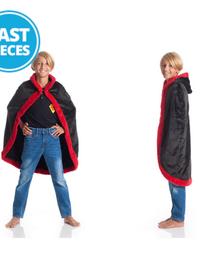 Cape « Wizard » Kanguru enfants avec capuche – Taille 90 cm – 100 % polyester, lavable machine