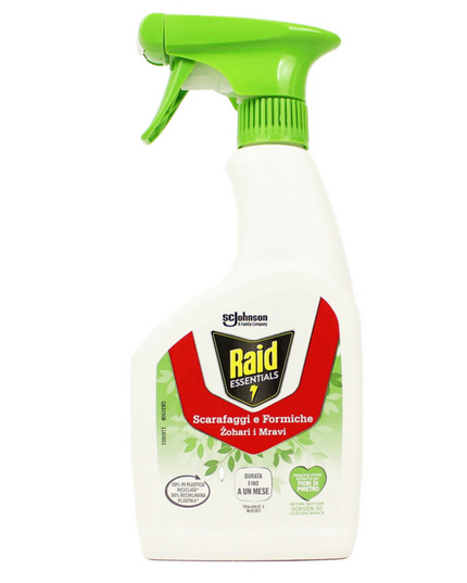 Spray RAID Insecticide Essentials Cafards & Fourmis – 500 ml, Barrière Efficace Jusqu’à 1 Mois