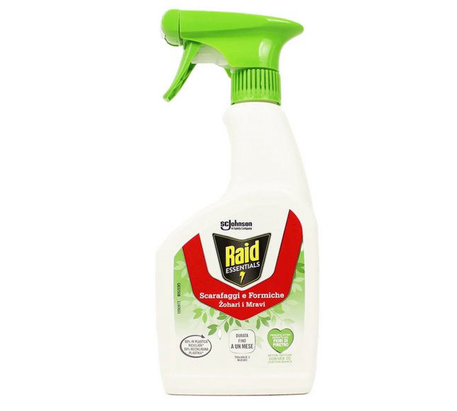 Spray RAID Insecticide Essentials Cafards & Fourmis – 500 ml, Barrière Efficace Jusqu’à 1 Mois