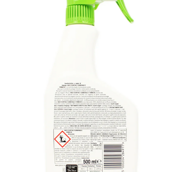 Spray RAID Insecticide Essentials Cafards & Fourmis – 500 ml, Barrière Efficace Jusqu’à 1 Mois