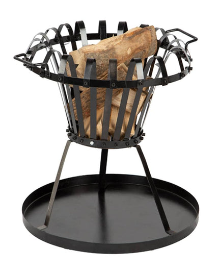 Foyer-Brasero avec Barbecue noir 55 cm – Trépied acier pour jardin et terrasse