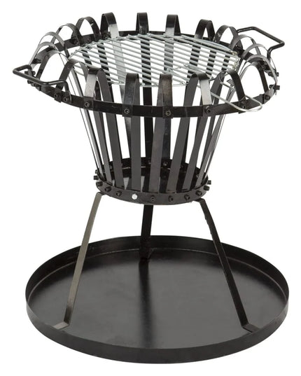 Foyer-Brasero avec Barbecue noir 55 cm – Trépied acier pour jardin et terrasse