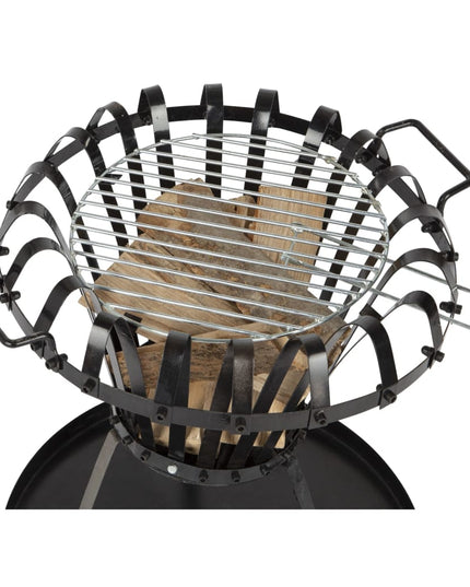 Foyer-Brasero avec Barbecue noir 55 cm – Trépied acier pour jardin et terrasse