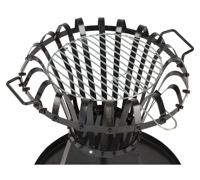Foyer-Brasero avec Barbecue noir 55 cm – Trépied acier pour jardin et terrasse