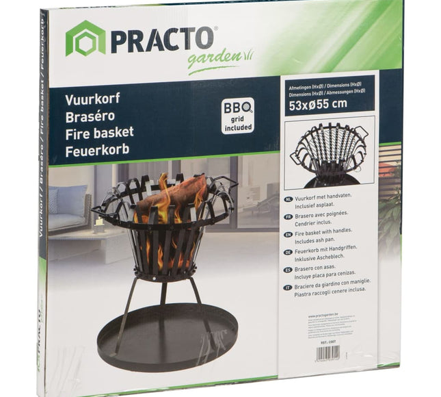 Foyer-Brasero avec Barbecue noir 55 cm – Trépied acier pour jardin et terrasse