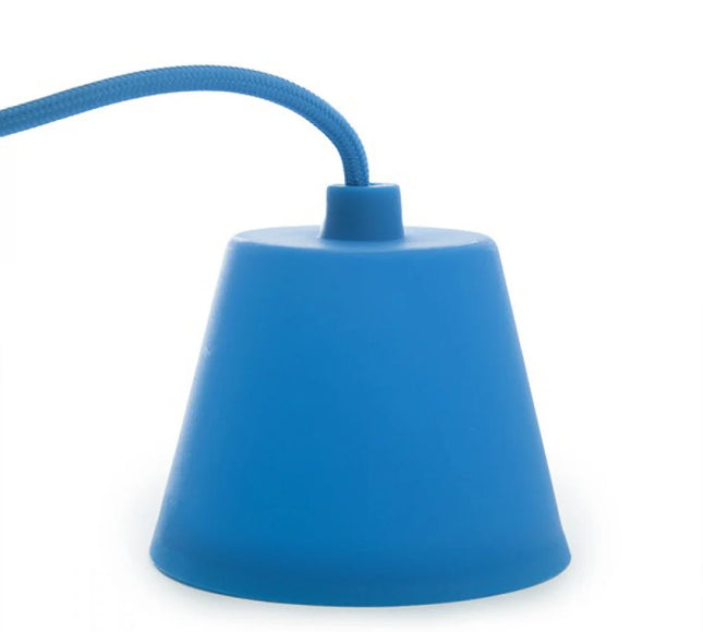 Support de lampe E27 avec câble textile – disponible en bleu, rouge ou marron