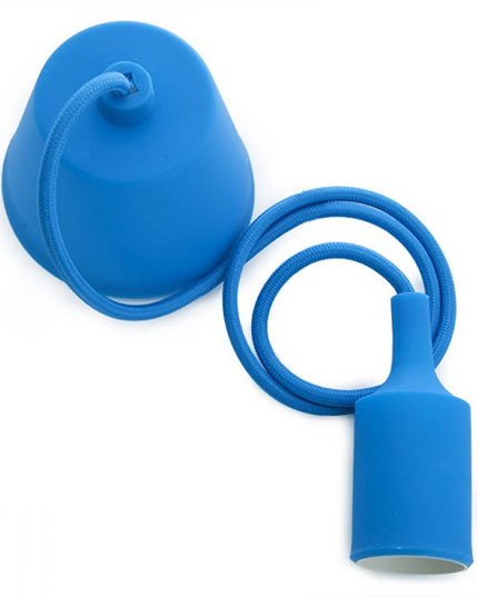 Support de lampe E27 avec câble textile – disponible en bleu, rouge ou marron