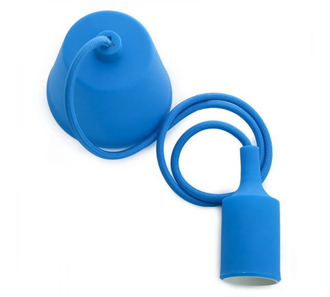 Support de lampe E27 avec câble textile – disponible en bleu, rouge ou marron