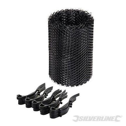 Protège-gouttière Silverline 5 m x 160 mm – Grille anti-feuilles avec clips de fixation inclus